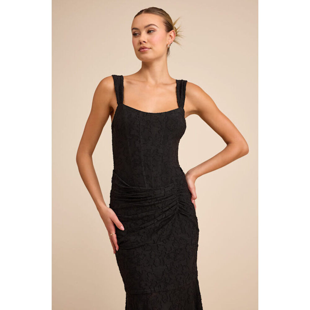 Lulus Celeste Black Burnout Bustier Maxi Dress - Size X-Small